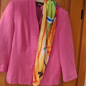 Pink linen jacket 3/4 sleeves